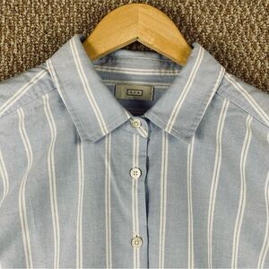 AYR Button Down Shirt Women’s Large Blue White Classic Long Sleeve Top F95